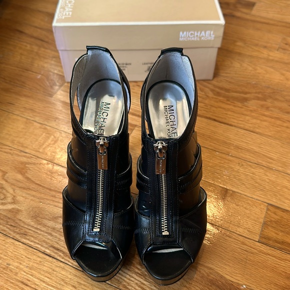 COPY - Michael Kors Black Jessie Zip Back Black heels.  
Size 6M - Picture 1 of 6